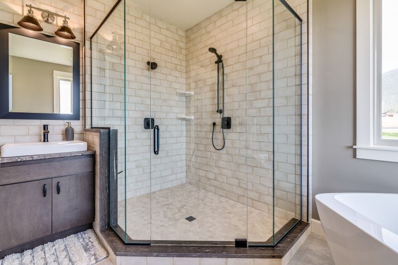 Modern Shower with Geometric Tile Patterns